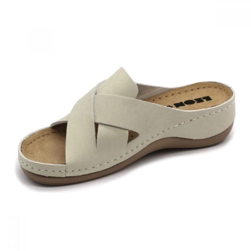 932 LEON Comfort női bőr papucs