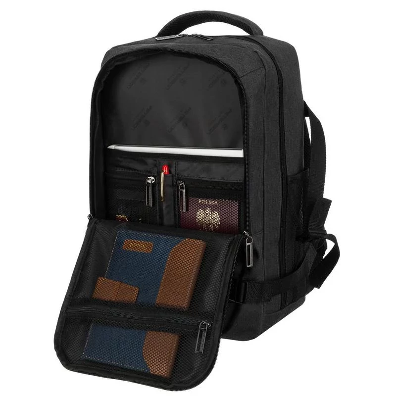 Peterson Hátizsák - Kézipoggyász -  Ptn Sikorka-6460 Black - Fekete - 40 X 25 X 20 Cm -