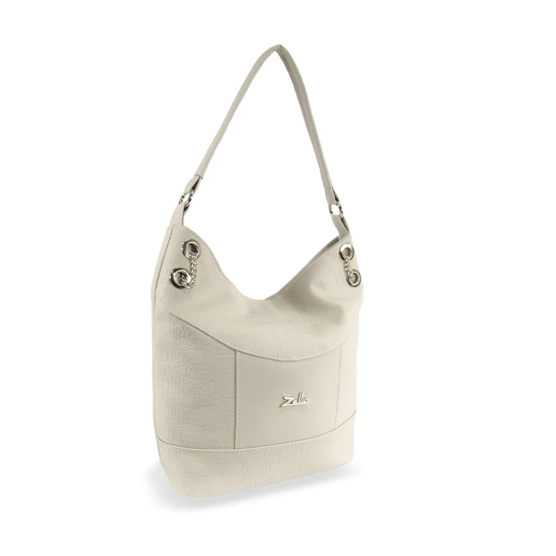 Zellia Női Válltáska ZLB401 Beige Matt - Krokkó -