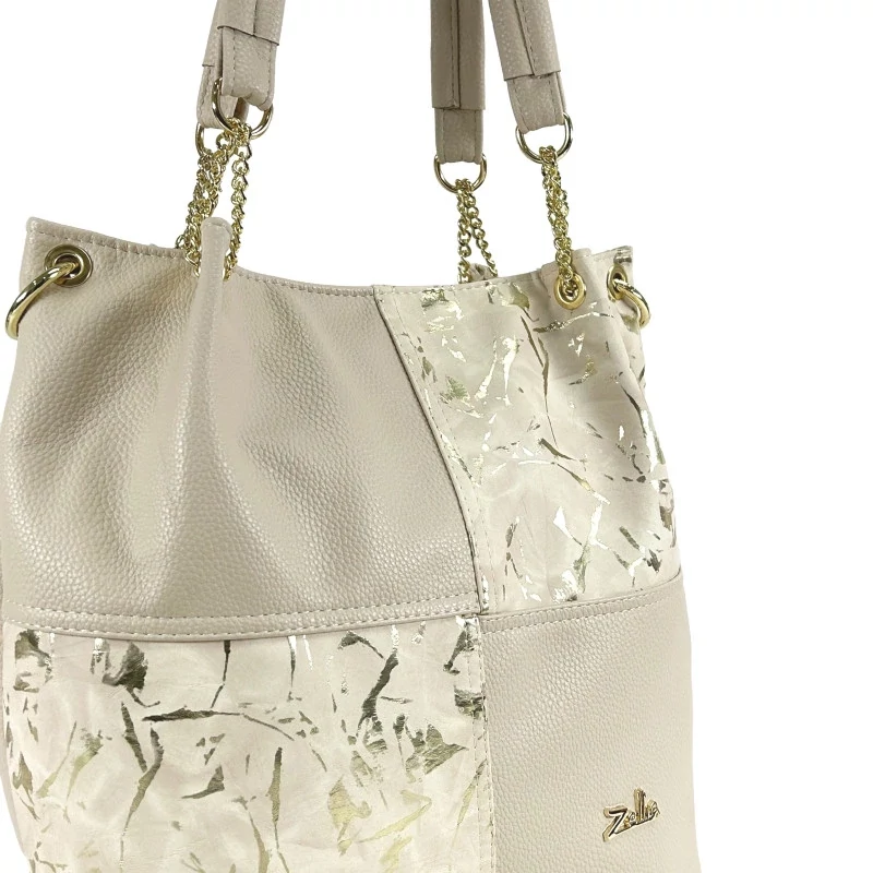 Zellia Női Válltáska ZLB377 Beige-Arany - Leaf -