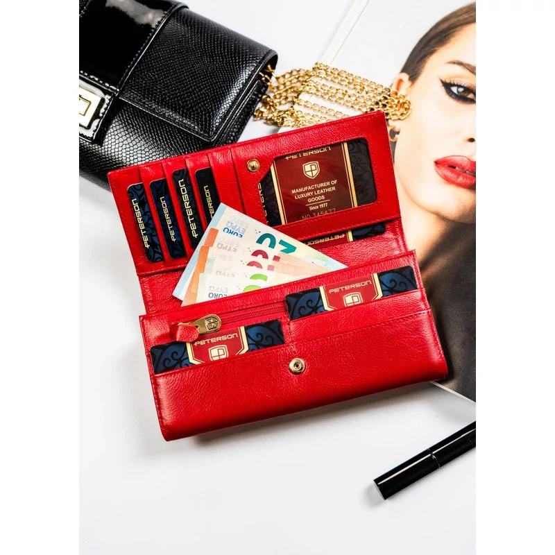 Peterson Női Bőr Pénztárca Ptn 72037-Sgn-8454 Red