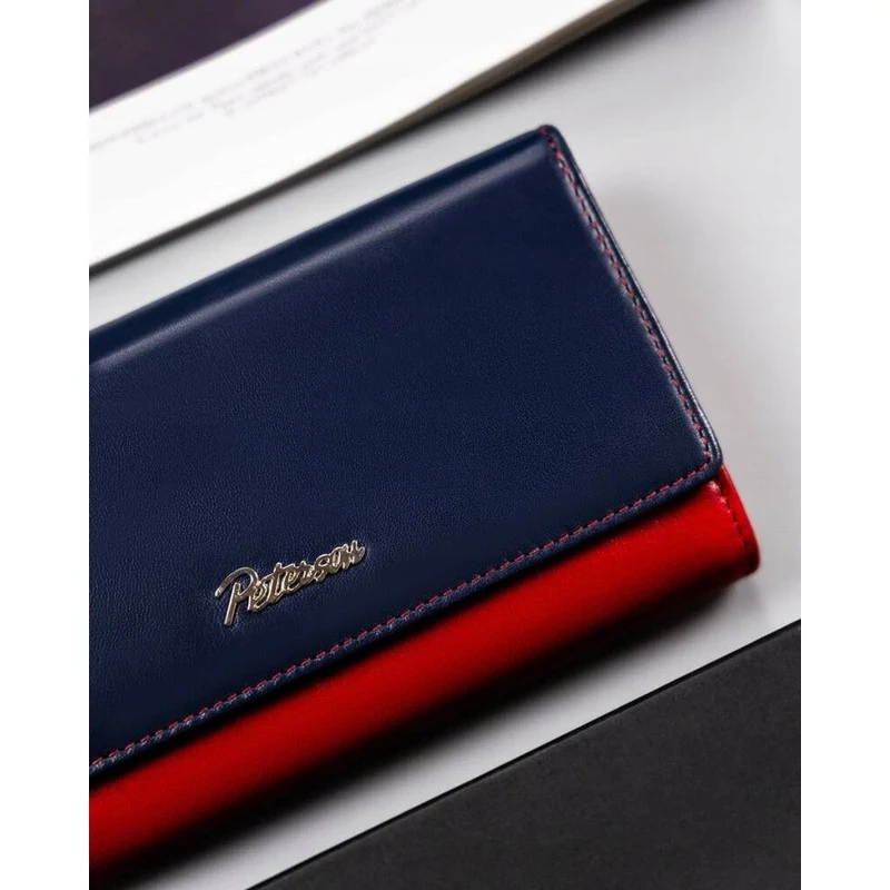 Peterson Női Bőr Pénztárca Ptn Ka-19-4221 Navy/Red - Sötét Kék-Piros