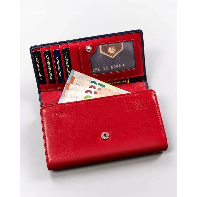 Peterson Női Bőr Pénztárca Ptn Ka-19-4221 Navy/Red - Sötét Kék-Piros