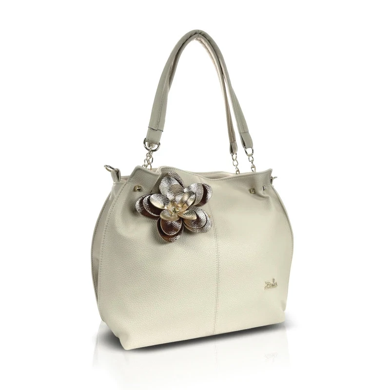 Zellia Női Válltáska Zlb393-F Beige-Arany - Virág Dísszel -