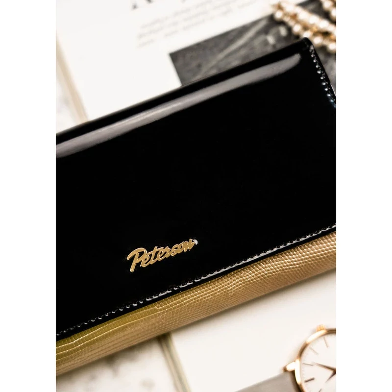 Peterson Női Bőr Pénztárca Ptnlj-42100-0674 Black-Gold