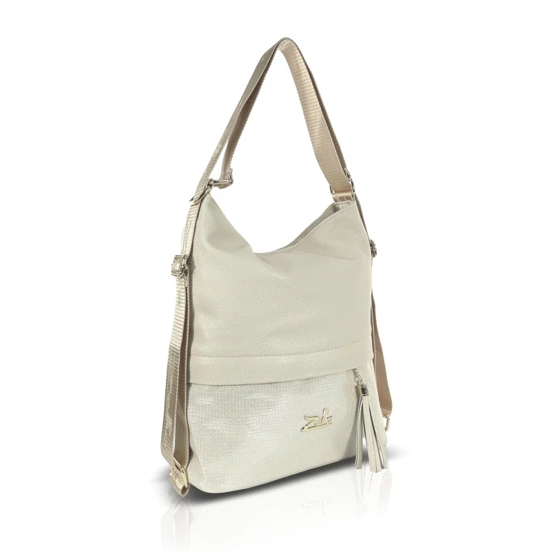 Zellia Női Válltáska/Hátizsáká Alakítható 24040 Beige-Arany - Csillámos -