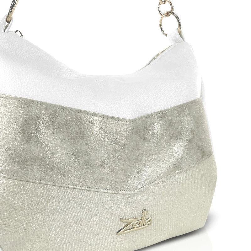 Zellia Női Válltáska 26058 Fehér-Beige-Arany