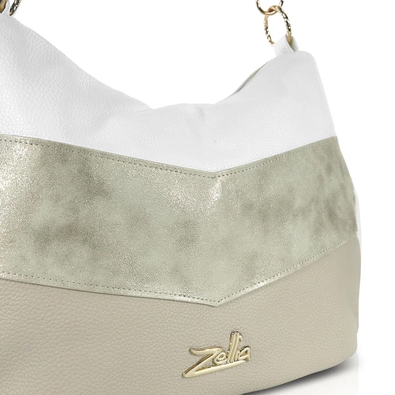 Zellia Női Válltáska 26058 Fehér-Arany-Beige
