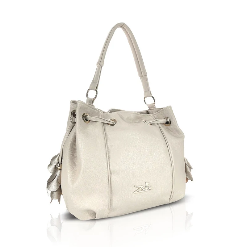 Zellia Női Válltáska 26030F Beige-Arany - Virág Dísszel -