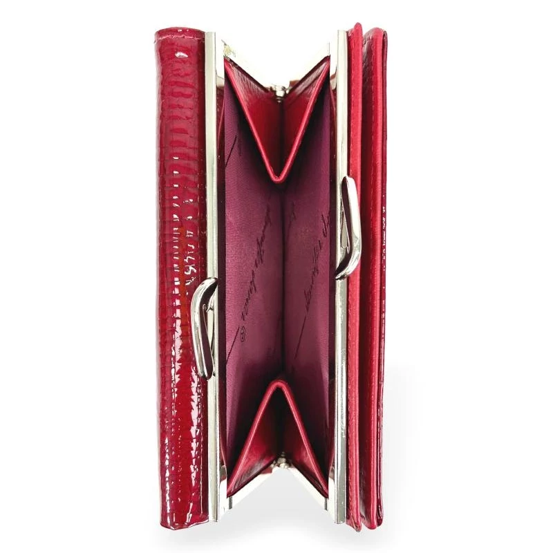 Jennifer Jones Női Bőr Pénztárca 5245-2 Piros - Lakk - Közepes Méret -