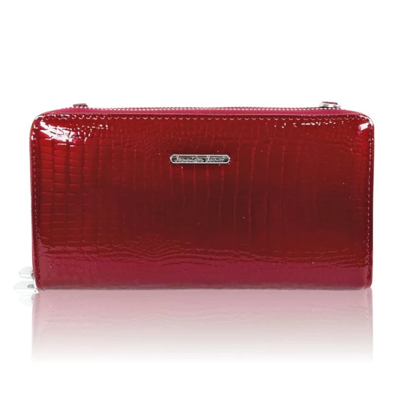 Jennifer Jones Női Bőr Pénztárca 5276-2 Piros Lakk - Dupla Rekesszel
