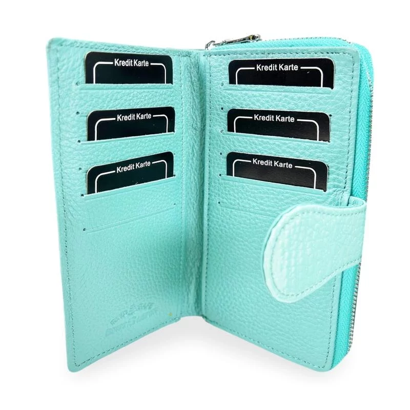 Jennifer Jones Női Bőr Pénztárca 5261-2 Türkiz - Ezüst Gyöngyház Hatás -