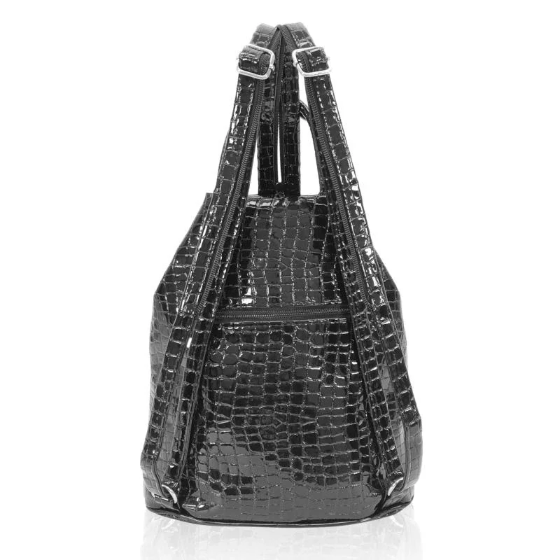 Zellia Női Hátizsák Zvn22022 Fekete Lakk - Krokkó -
