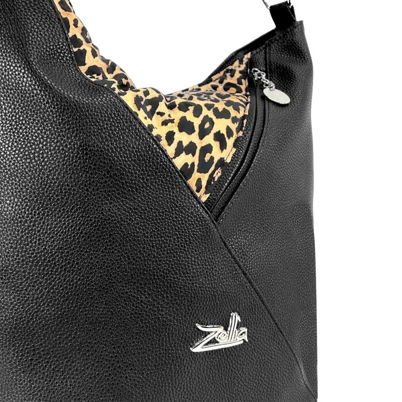 Zellia Női Válltáska 17008 Fekete - Ocelot Minta -