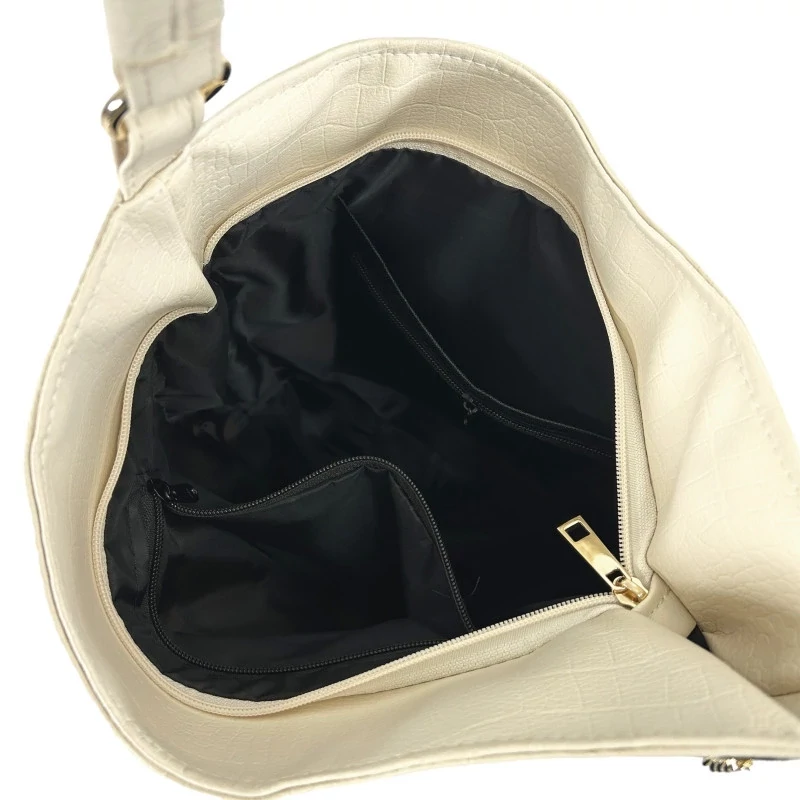 Zellia Női Válltáska ZLB401 Beige Matt - Krokkó -