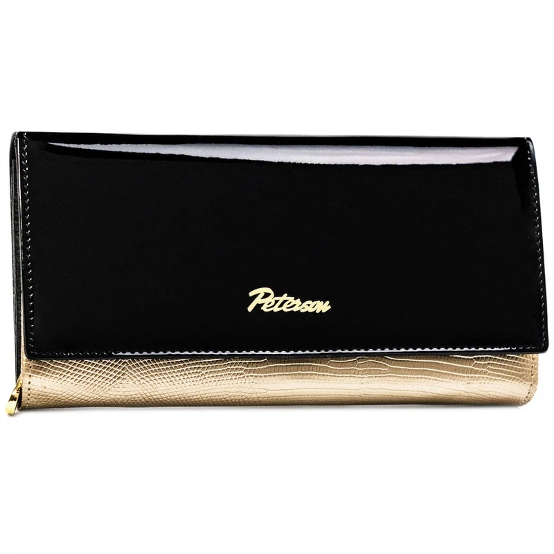 Peterson Női Bőr Pénztárca Ptn Lj-42106-0681 Black-Gold - Fekete-Arany