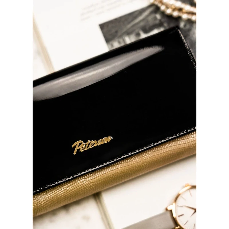 Peterson Női Bőr Pénztárca Ptn Lj-42106-0681 Black-Gold - Fekete-Arany