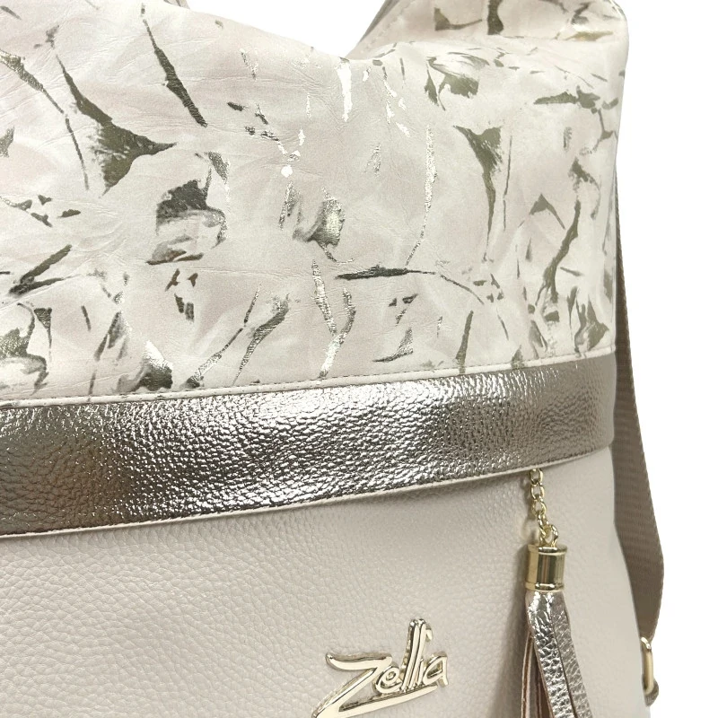 Zellia Női Válltáska/Hátizsáká Alakítható 24040 Beige-Arany - Gold Flower -