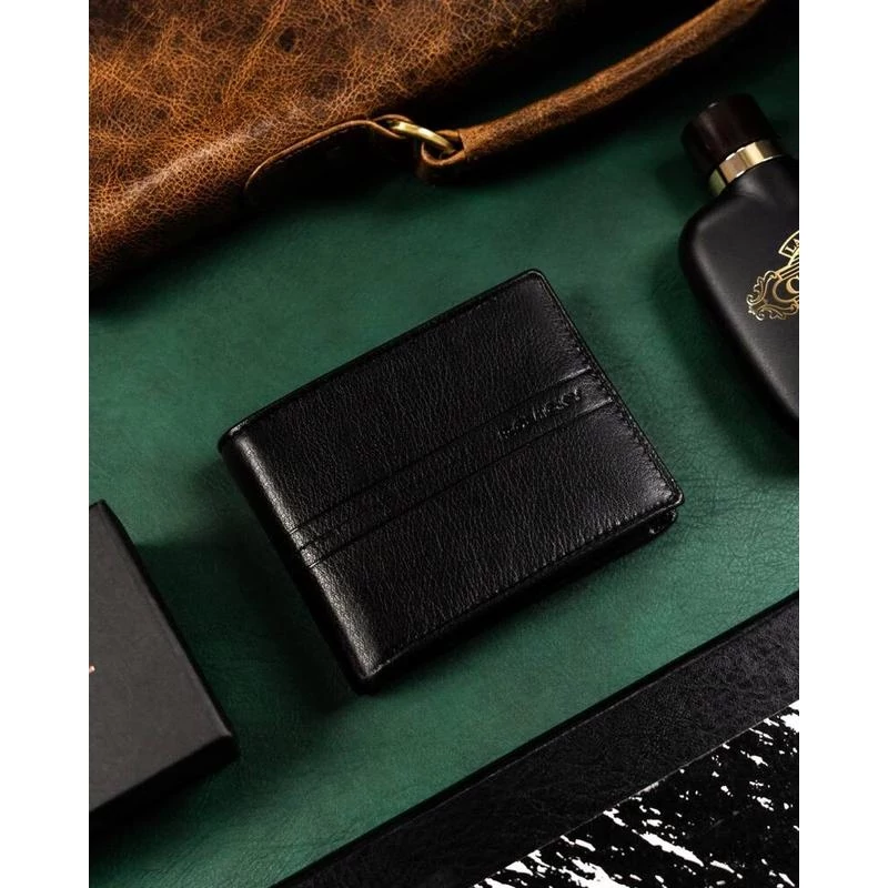 Férfi Bőr Pénztárca R-N992-Gat-8946 Black+Black